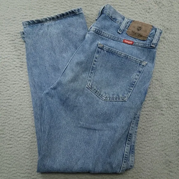 Wrangler Regular Fit Jeans Mens 36x30 (34x30) Light Wash Denim Blue - Picture 1 of 7